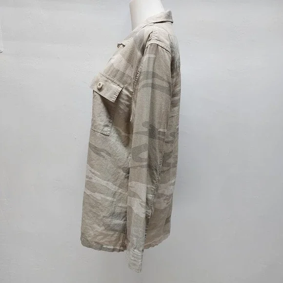 Rails Everett Desert Camo Shirt Women's XS Beige Linen Blend Utility Military - Picture 4 of 8
